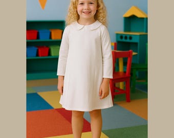 Patrón de costura para vestido de cuello Peter Pan para niñas (PDF)