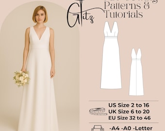 V Neck A Line Dress Sewing Pattern PDF, Flowy Dress Pattern, Summer Dress Pattern, Easy Sewing Pattern, Beginner Friendly, Women Dress