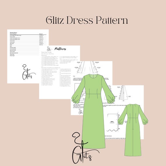 A-line Long Sleeve Dress Sewing Pattern (PDF)