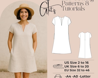 Linen Loose Mini Dress Sewing Pattern, Summer Linen Dress, Shift Dress,  Easy Dress Pattern, Tent Dress, Sundress Pattern, Size XS - 5 XL - Etsy