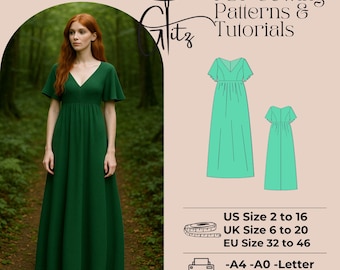 Patrón de costura para vestido largo Jade (PDF)