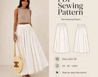 Clara Maxi Skirt Sewing Pattern Easy Digital PDF Plus Size Pattern