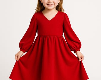 Kinderkleid Schnittmuster Baby Mädchen Kleid Raffung Kleid Langarm Abendkleid Schnittmuster
