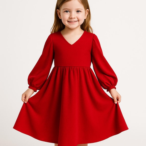 Kids Dress Sewing Pattern Baby Girl Dress Gathered Dress Long Sleeve  Evening Dress Pattern - Etsy