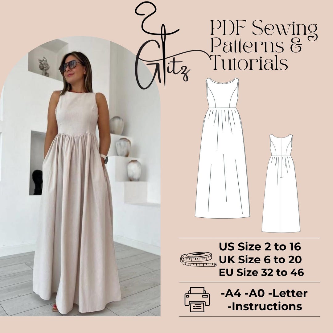 chinese dress ladies Halter Neck Maxi Dress Women's PDF Sewing Pattern | main image 0