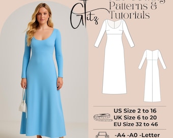 Long Sleeve Bodycon Dress Sewing Pattern (PDF) - Etsy