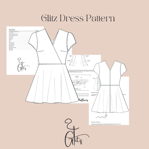 Knit Fit and Flare Mini Dress Sewing Pattern | Surplice Neck (digital PDF)  - Etsy