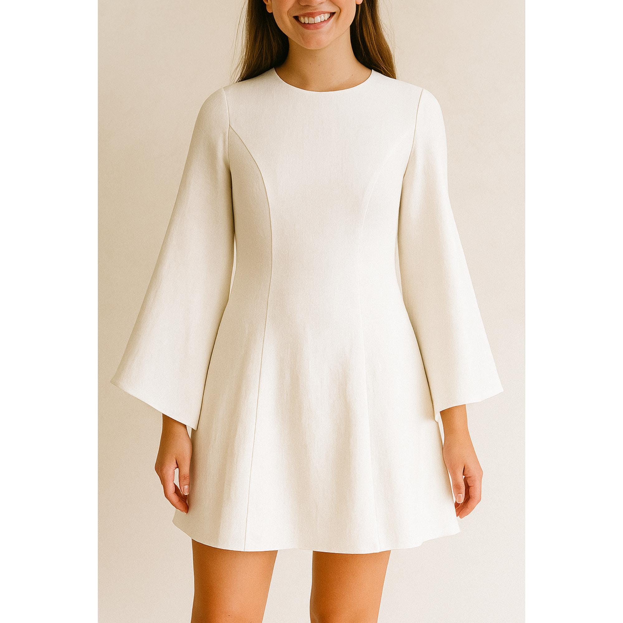 Flared Sleeve Mini Dress Sewing Pattern PDF, A Line Dress Pattern