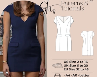 Ärmelloses Bleistiftkleid Schnittmuster, klassische Silhouette (PDF Pattern)