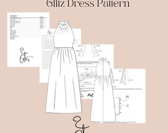 Halter Neck Midi Dress Sewing Pattern, Cottagecore Summer Style (PDF  Download) - Etsy