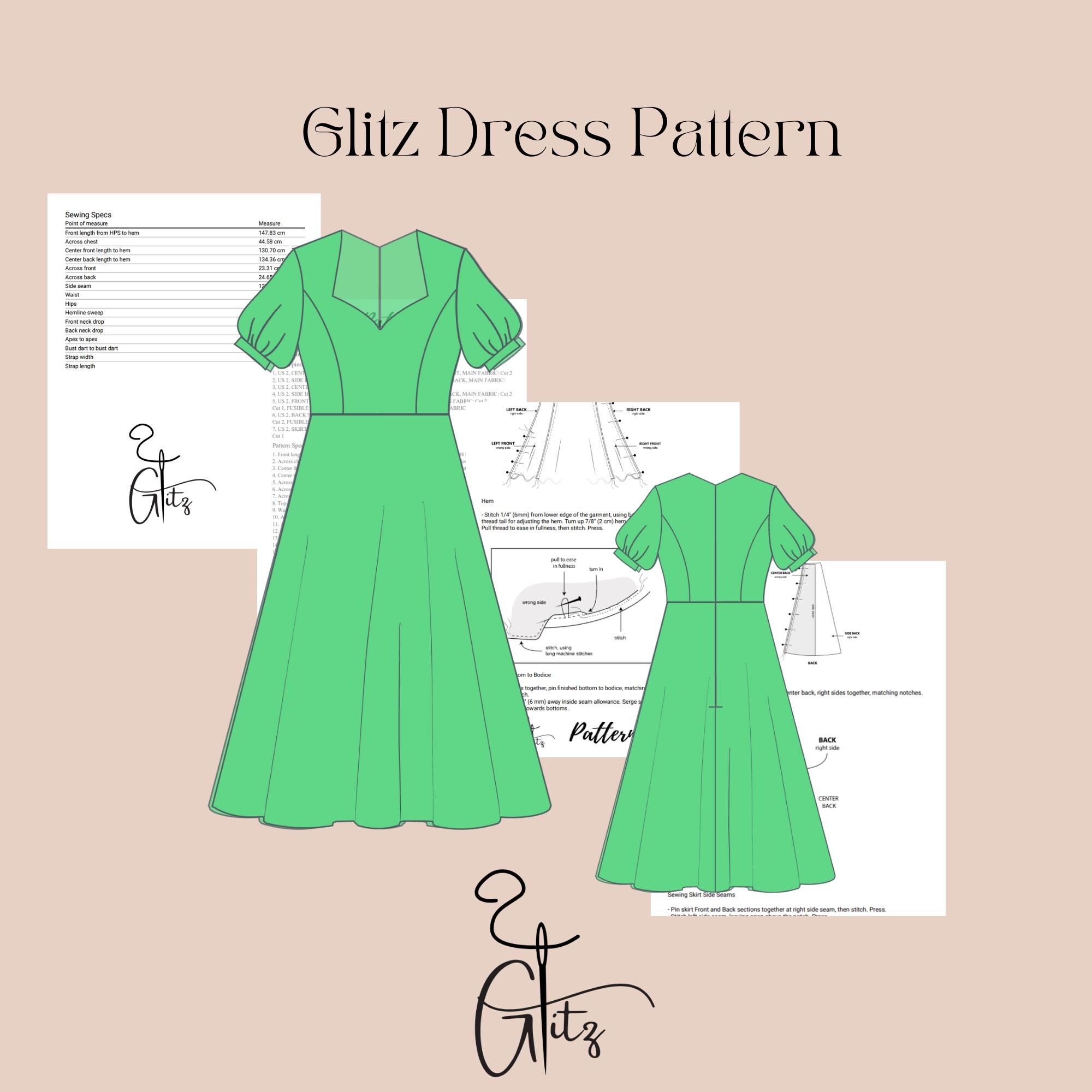 Puff Sleeve Sweetheart Midi Dress Sewing Pattern (PDF) - Etsy