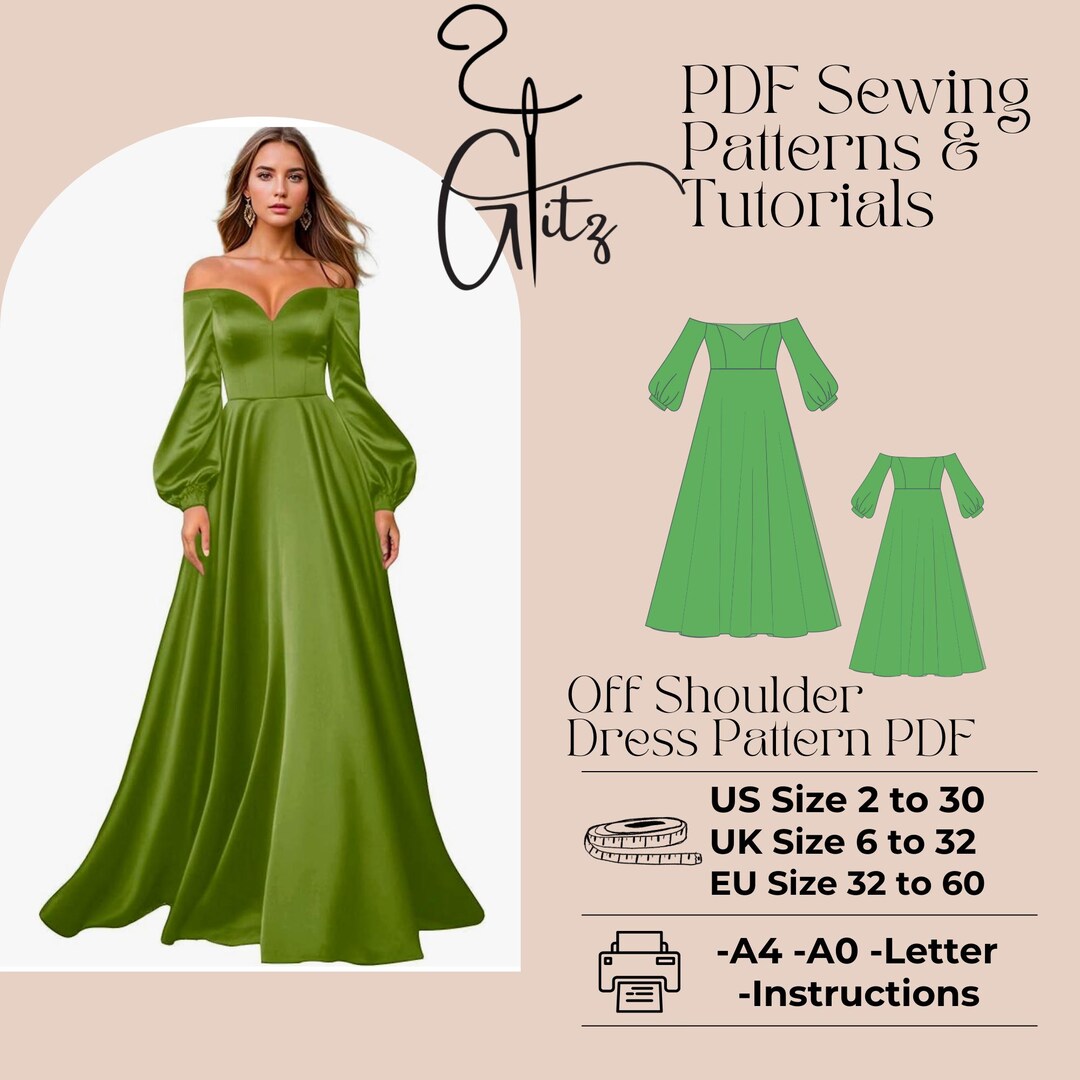 off the shoulder a line dress pattern Ball Gown Sewing Pattern: Off-shoulder Sweetheart (PDF Pattern) METALLIC Off Shoulder Color Style:PF269609 Fashion Nova Fine And