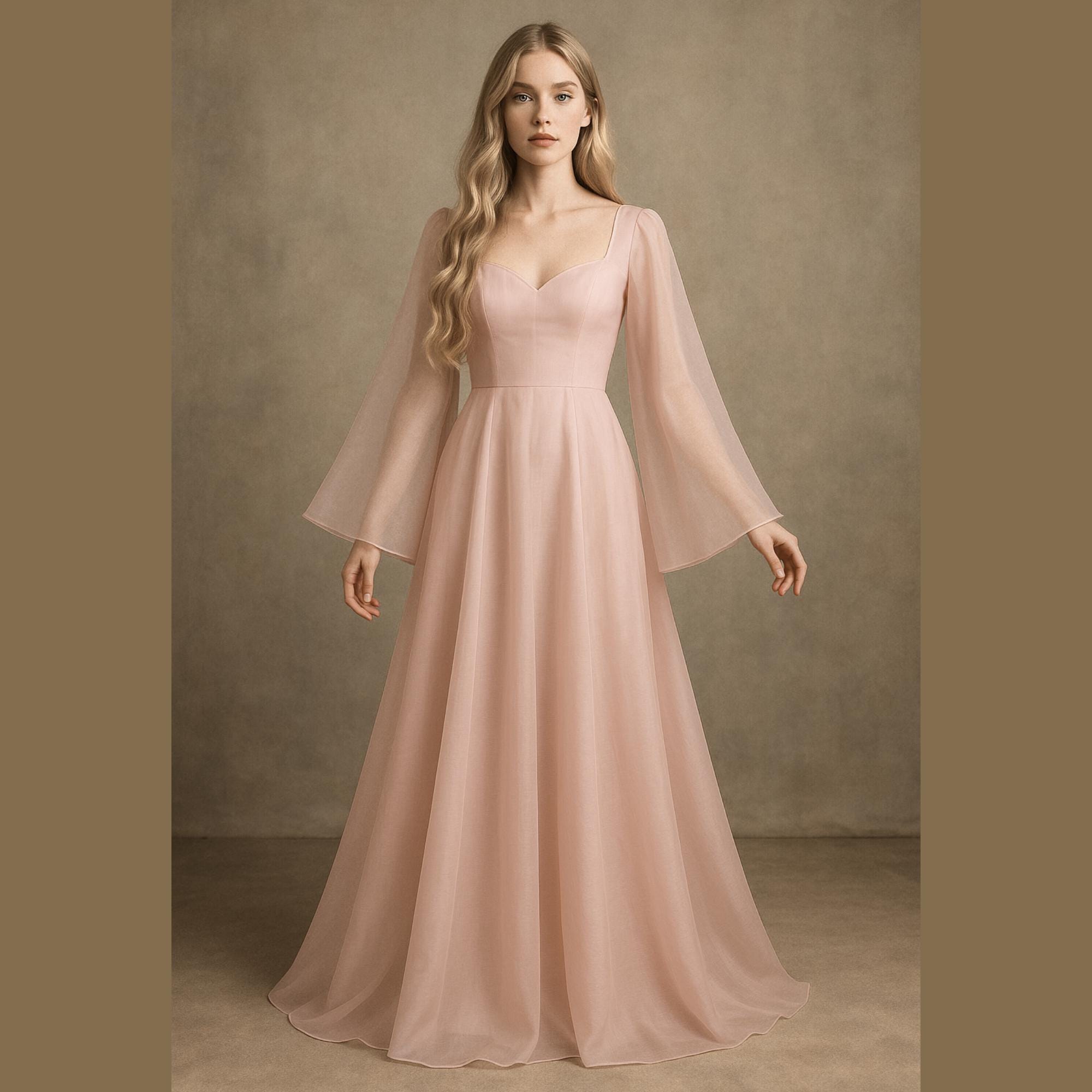 green emerald velvet dress Pink Organza Flare Dress