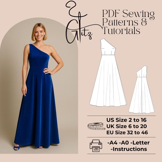 One Shoulder Dress Sewing Pattern: Prom, Bridesmaid, Bridal (PDF Pattern) - Etsy One Shoulder Dress Sewing Pattern: Prom, Bridesmaid, Bridal (PDF Pattern) - Etsy