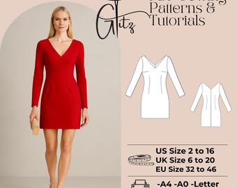 V-Neck Mini Dress Sewing Pattern (PDF)