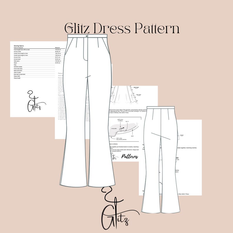 Flare Jeans Sewing Pattern PDF | High Waist Bootcut Pants | Women Denim ...