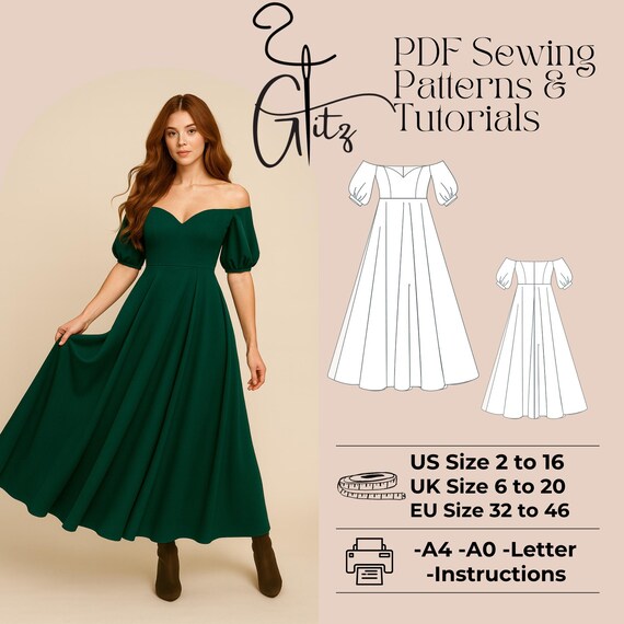 Off Shoulder Evening Dress Sewing Pattern, Sweetheart Ball Gown (PDF Pattern) - Etsy Off Shoulder Evening Dress Sewing Pattern, Sweetheart Ball Gown (PDF Pattern) - Etsy