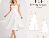 spaghetti strap a line dress pattern Spaghetti Strap Maxi A Line Dress PDF Sewing Pattern – Rosys Patterns main image 1