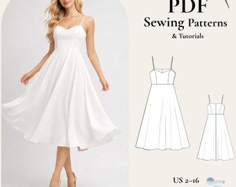 Vintage A-line Dress Sewing Pattern, Princess Seams Dress, Cottagecore  Wedding Dress, Flattering Skirt, Spaghetti Straps Dress Formal Events - Etsy