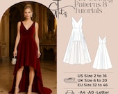 Scarlet Deep V Neck Short Front Long Back Evening Dress Sewing Pattern High  Low Prom Dress Pattern PDF Digital Sewing Pattern - Etsy