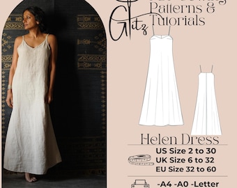 Helen Linen Maxi Dress Sewing Pattern (PDF Digital Pattern)