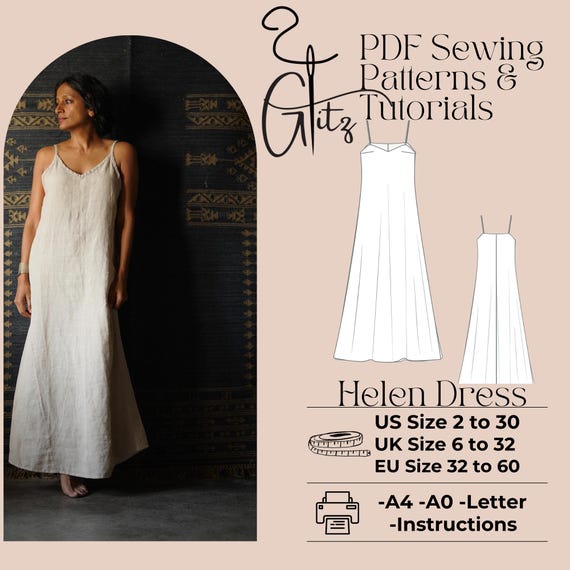 Helen Linen Maxi Dress Sewing Pattern (PDF Digital Pattern) - Etsy