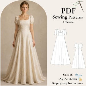 maxi dress sewing pattern pdf Elegant Maxi Dress Sewing Pattern PDF, Sleeveless Wedding Dress Pattern,  Princess Seam Dress, Long Evening Dress XS-5XL