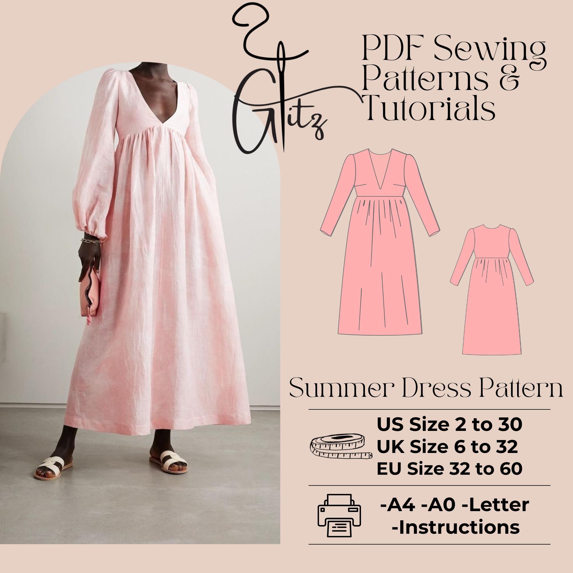 Women's Bohemian Babydoll Dress - Embroidered Deep V Neck Long Sleeve Flowy Mini Dress For Summer