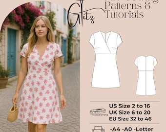Empire Waist Mini Dress Sewing Pattern (PDF Pattern)