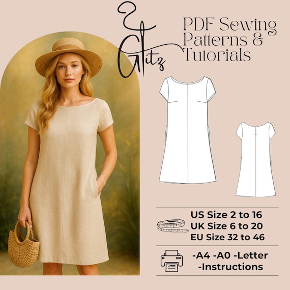 Linen Mini Dress Sewing Pattern, Easy Boho Cottagecore (PDF Pattern) - Etsy