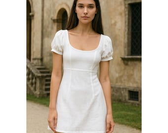 Milkmaid Mini Dress Sewing Pattern: Cottagecore Linen Babydoll (PDF Pattern)