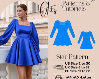 Schnittmuster Minikleid mit Puffärmeln (PDF)