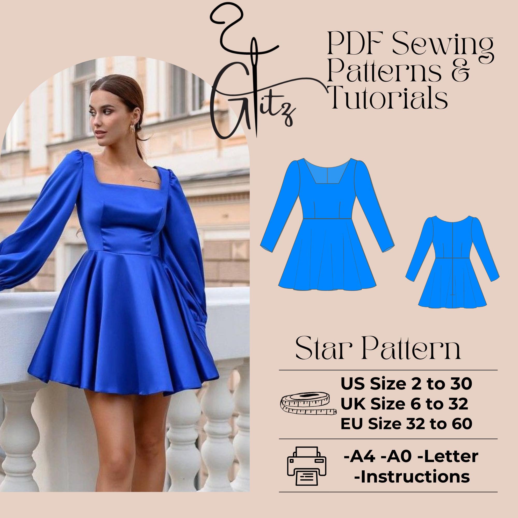 puff sleeve mini dress pattern Puff Sleeve Mini Dress Sewing Pattern 'Tori'