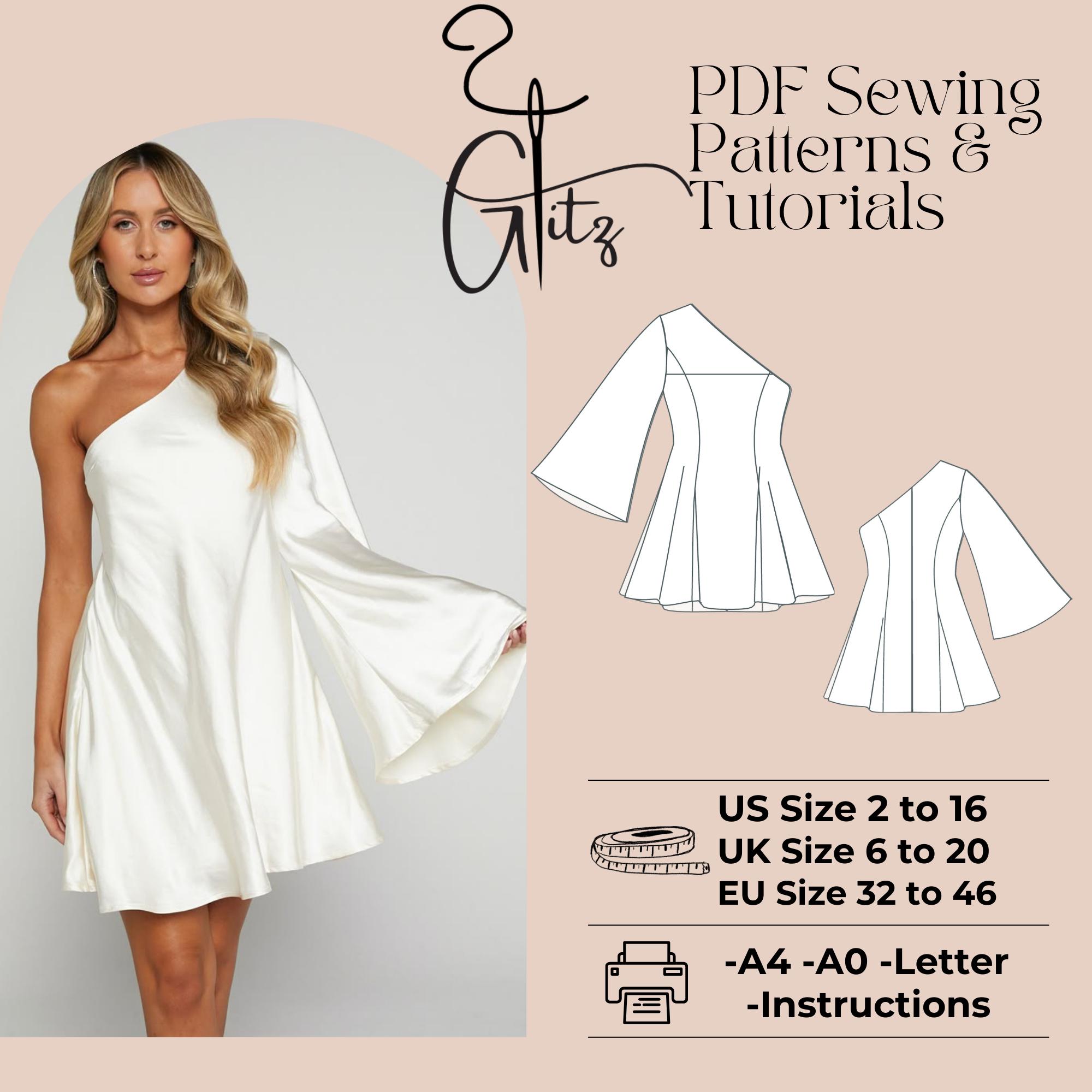 One Shoulder Mini Satin Dress Sewing Pattern (PDF) - Etsy One Shoulder Mini Satin Dress Sewing Pattern (PDF) - Etsy