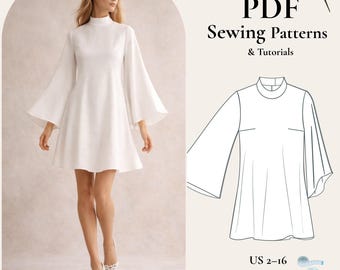 Schnittmuster für Minikleid mit Fledermausärmeln (PDF Pattern)