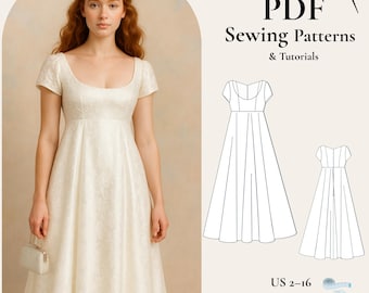 Regency Empire Waist Dress Sewing Pattern (Digital Download)
