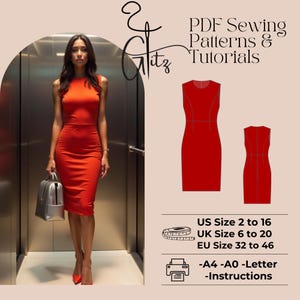 Ärmelloses Kleid Schnittmuster Klassisch Silhouette Bleistiftkleid Schnittmuster Damen Bürokleid Einfach Schnittmuster