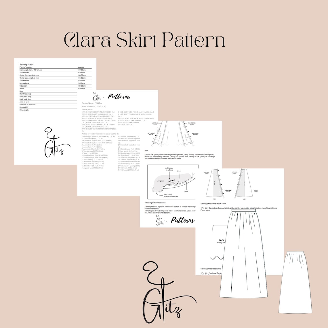 Clara Maxi Skirt Sewing Pattern Easy Digital PDF Plus Size Pattern - Etsy