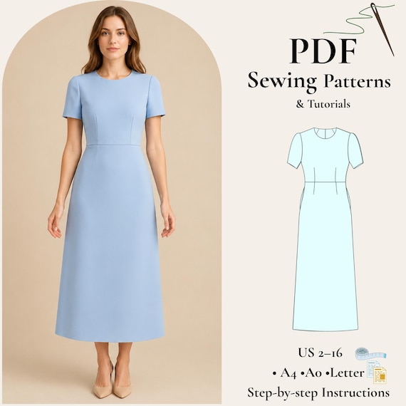 a line dress pattern with short sleeves Celeste Dress & Top PDF sewing pattern – Silversaga Patterns