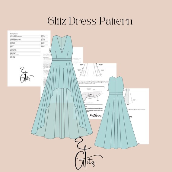 how to cut high low dress Hi-low V-neck Dress Sewing Pattern (PDF)