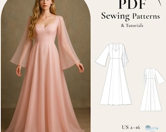 long sleeve fit and flare dress pattern Cashmerette Turner Dress