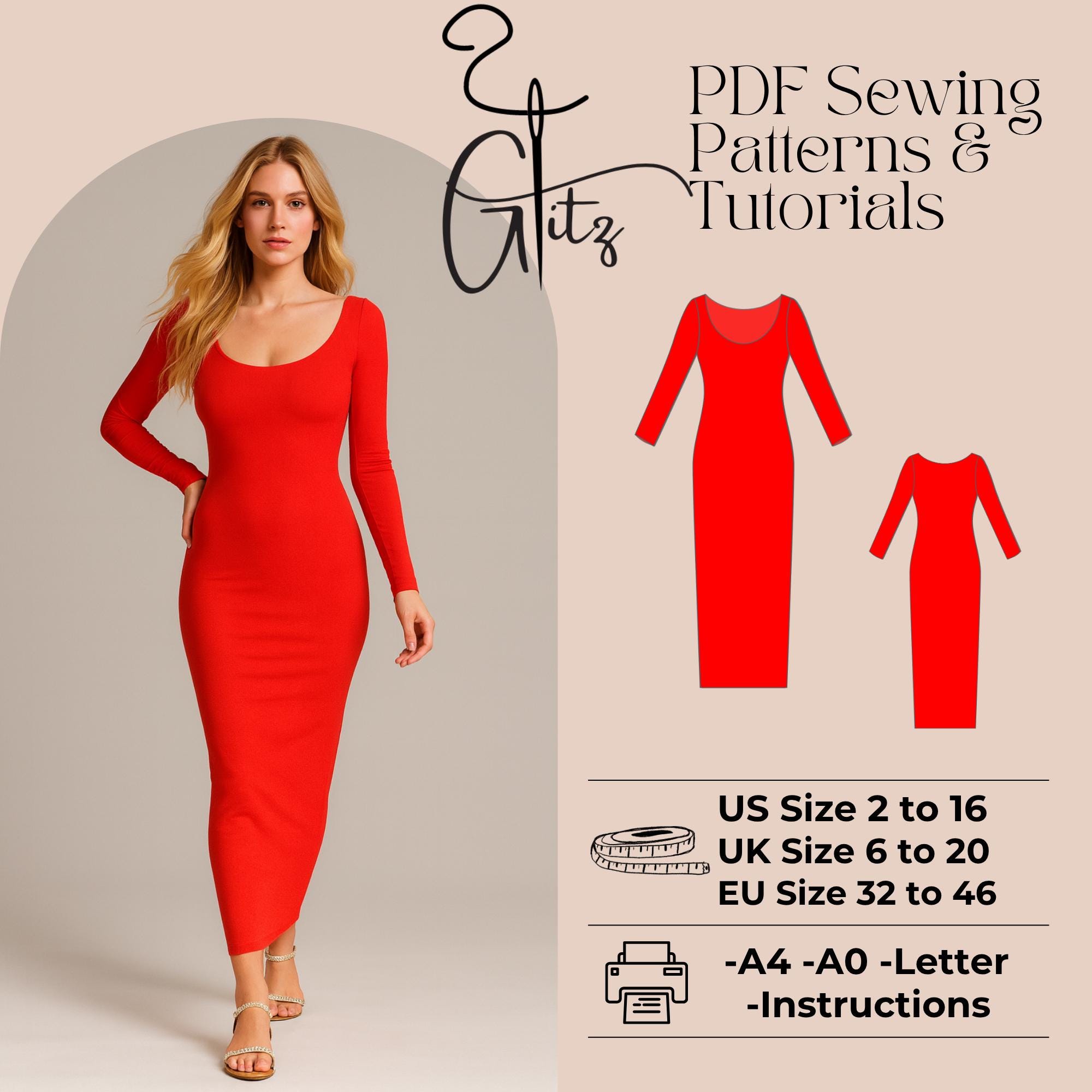 long sleeve bodycon dress pattern Open Back BodyCon Dress main image 1