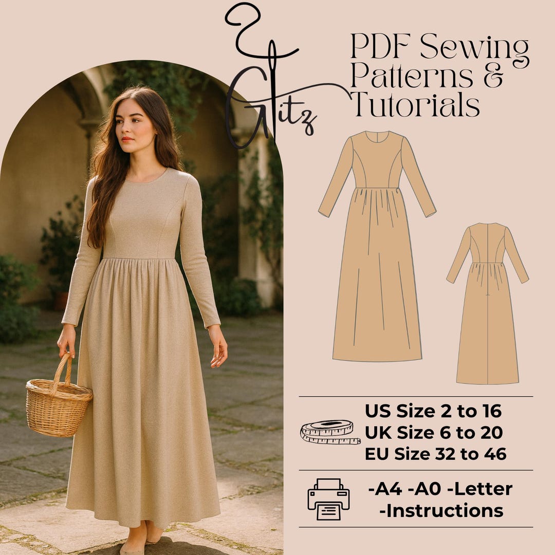 chinese dress ladies Midi Dress Sewing Pattern 'Heather'