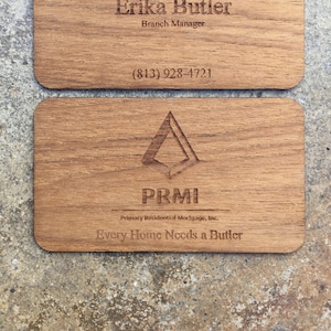 100 cartes de visite en teck découpées au laser -- gravées au laser avec vos graphiques/logo