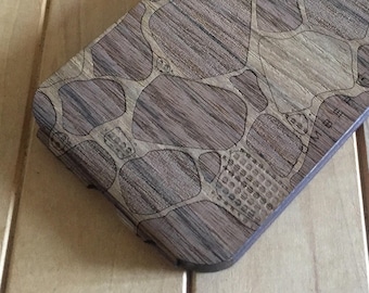 Teak iPhone Case with Laser-Etched Rock Design - Removable Phone Case for iPhone 7, iPhone 6S & iPhone 6 - Flapjack Style - Brand New!!