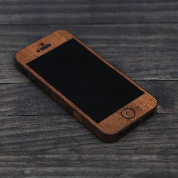 Teak iPhone SE Wrap - Coque iPhone en bois pour iPhone 4, iPhone 4S, iPhone 5, iPhone 5S et iPhone SE