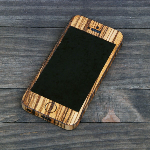 Zebrawood iPhone SE Wrap - Coque iPhone en bois pour iPhone 4, iPhone 4S, iPhone 5, iPhone 5S et iPhone SE