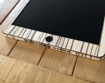 Zebrawood iPad Case / iPad Cover, gemaakt van echt hout! Beschikbaar voor iPad 6e generatie 9.7 "iPad &ouder. Maatwerk beschikbaar, in Bamboe etc