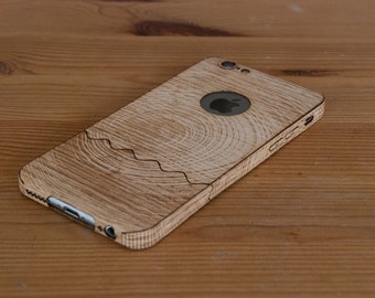 Real Oak Wooden iPhone Case Laser-Etched with Tree Ring Pattern for iPhone 7, iPhone 6S & iPhone 6
