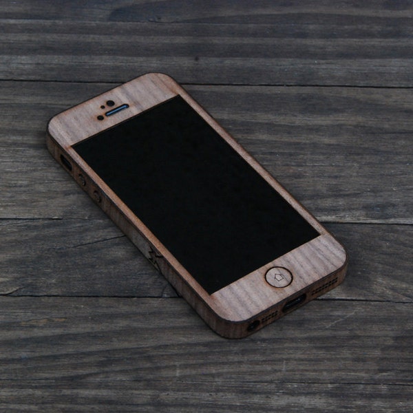 Walnut iPhone SE Wrap - Coque iPhone en bois pour iPhone 4, iPhone 4S, iPhone 5, iPhone 5S et iphone SE